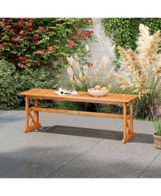 51 in Acacia Wood Outdoor Bench with Slatted Seat and High Capacity