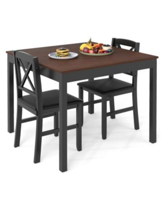 3-Piece Wooden Kitchen Table Set for 2 with Cross-Back Chairs