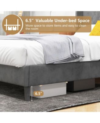 Full Velvet Upholstered Bed Frame with Tufted Headboard