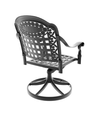 Patio Cast Aluminum Swivel Dining Chairs with Cushions, Set of 2