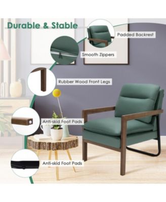 Extra-Thick Padded Single Accent Armchair with Rubber Wood Legs
