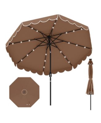 Outdoor Solar Umbrella with 24 LED Lights Vented Top