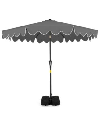 Outdoor Patio Umbrella with Stable Weighted Base and Sandbag Anchors