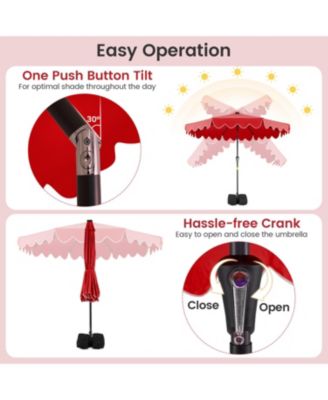 Patio Umbrella with Solar LED Lights and Heavy Duty Weighted Base
