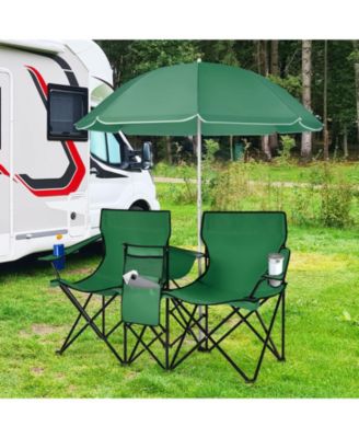 Portable Folding Picnic Double Chair with Removable Umbrella