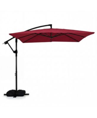 Solar-Powered Offset Hanging Umbrella with 40 LED Lights for Patio
