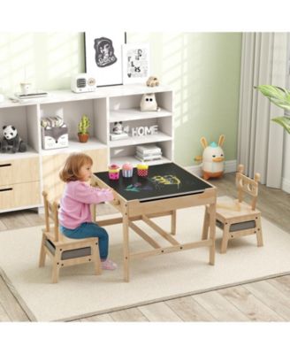 Robot-Shaped Kids Table and Chairs with Reversible Whiteboard for Ages 3