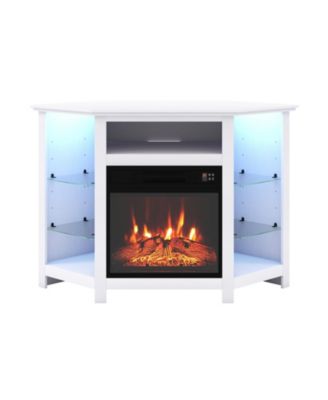 Corner Electric Fireplace TV Stand with LED Lights and Smart App Control