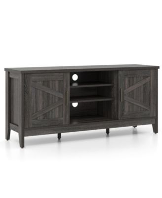54 in Farmhouse Entertainment Center with Barn Doors and Adjustable Shelving