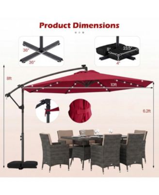 Outdoor Cantilever Patio Umbrella with Solar LED Lights, Hanging Design