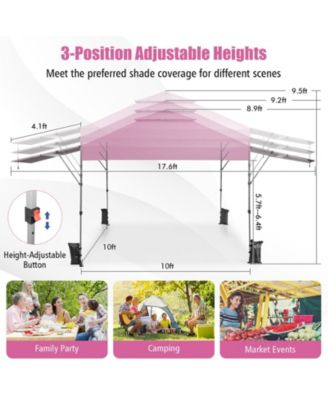 10 x 17.6 ft Instant Pop Up Canopy Tent with Dual Half Awnings