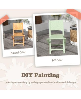 Set of 2 Folding Teak Wood Patio Chairs with 105-Degree Inclined Backrest