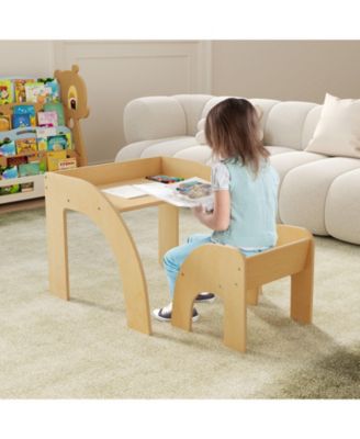 Kids Table and Chair Set with Wide Tabletop and Curved Edges