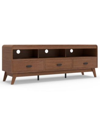 Mid-Century 59.5-Inch TV Stand with Three Drawers and Open Shelves
