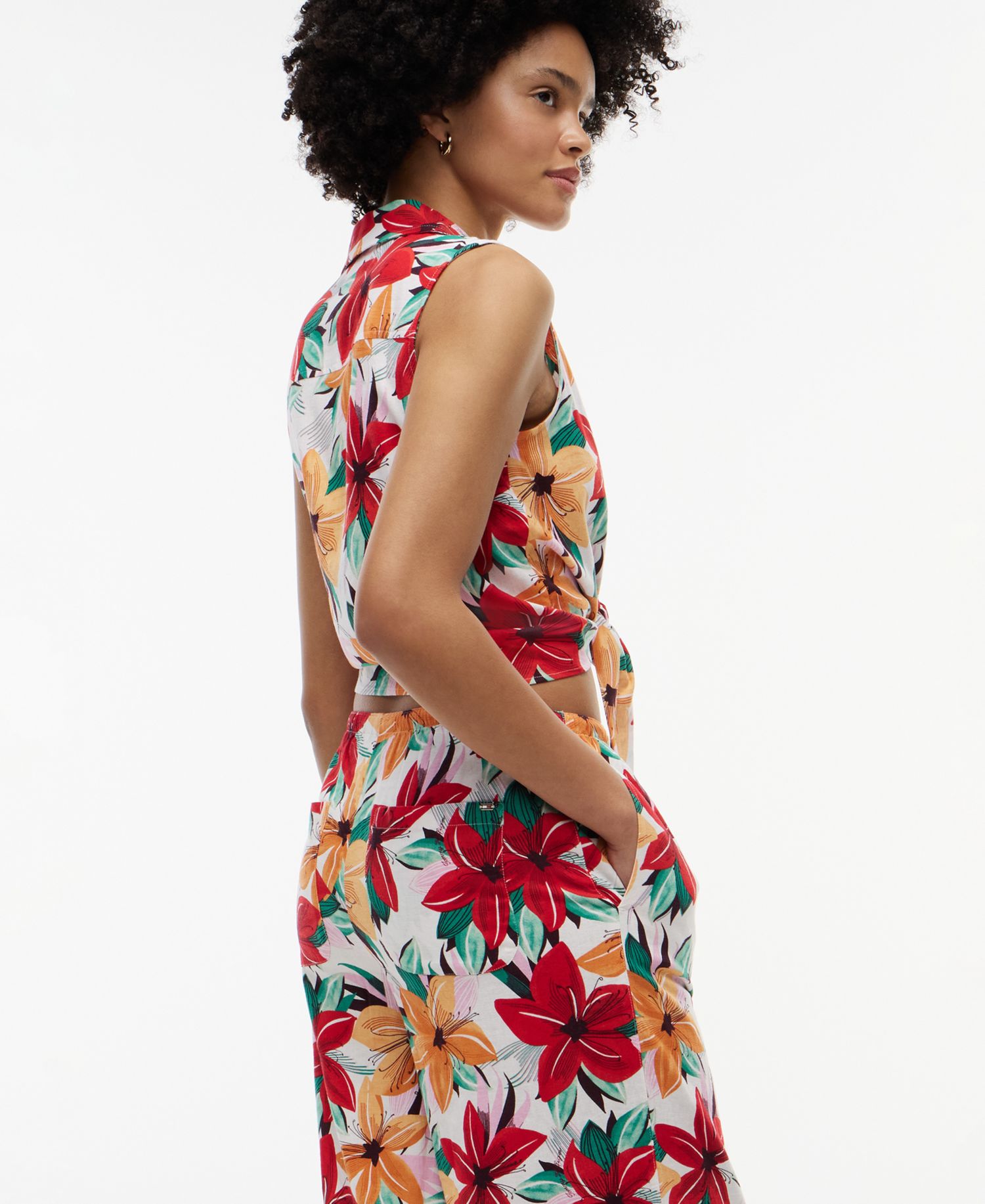 Women's Printed Linen-Blend Pants