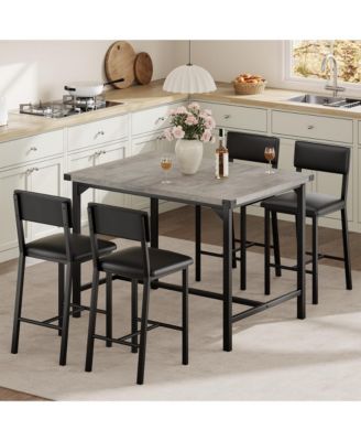 5-Piece 4-Person Dining Table Set with Footrest