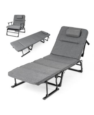 Folding Camping Cot with Mattress 3 in 1 Convertible Single Sofa Chaise Lounge Chair Sleeper