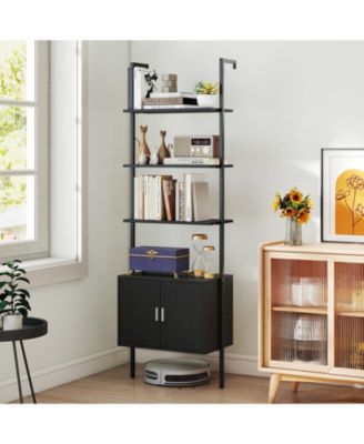 72.5 in Tall Bookshelf with Cabinet, Metal Frame and Anti-Tipping Kits