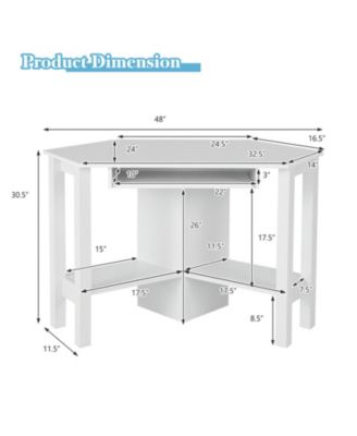 Corner Computer Desk with Keyboard Tray, 3 Storage Cupboards and Display Shelves