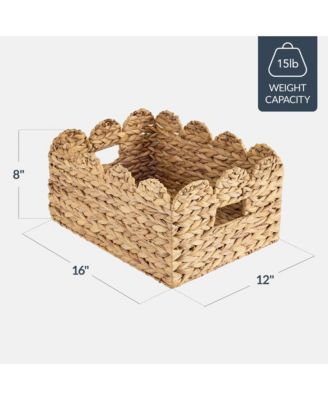 Scalloped Shelf Baskets, Woven Storage Bins, 2 Pack