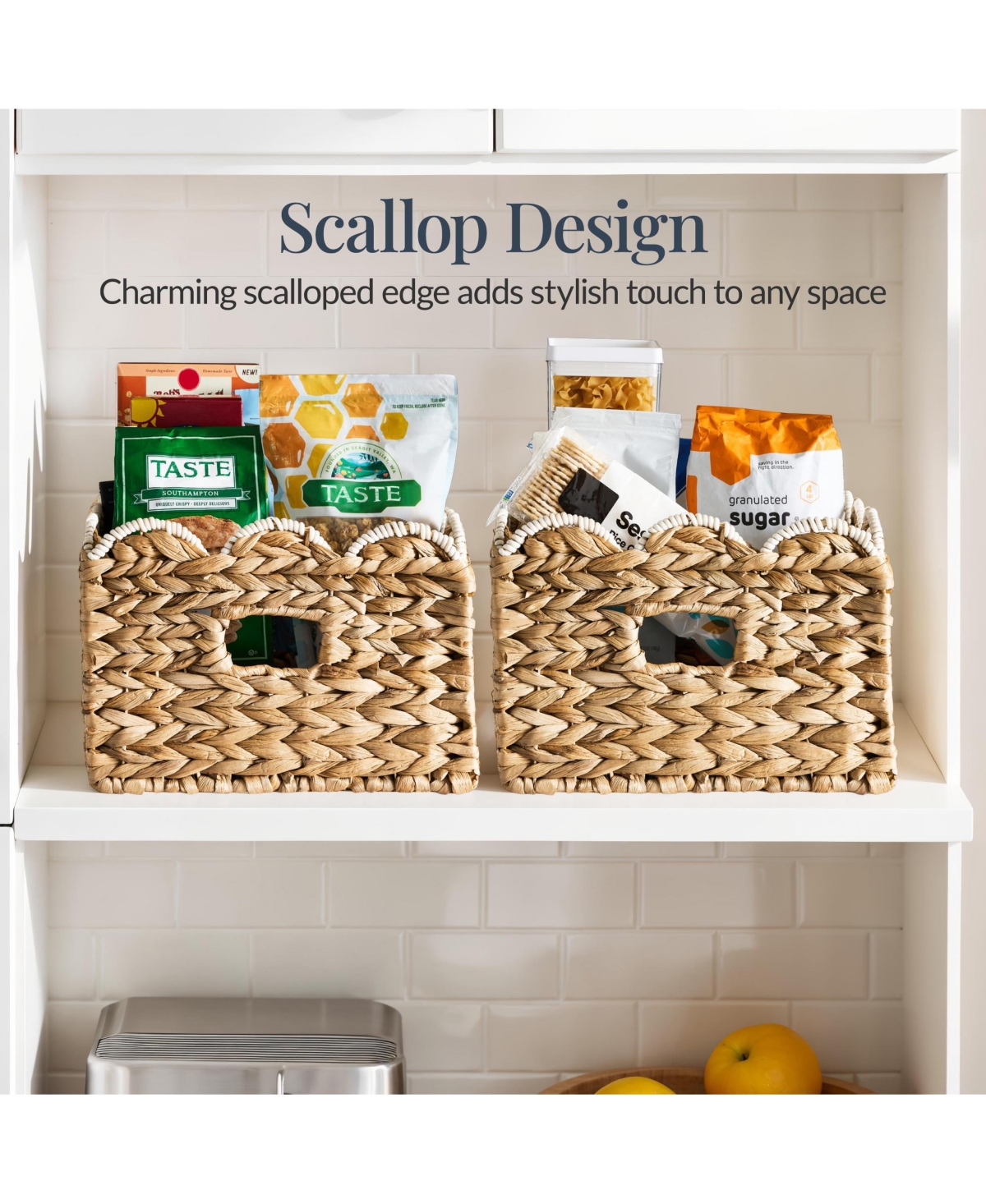 Best Choice Products Scalloped Shelf Baskets, Woven Storage Bins