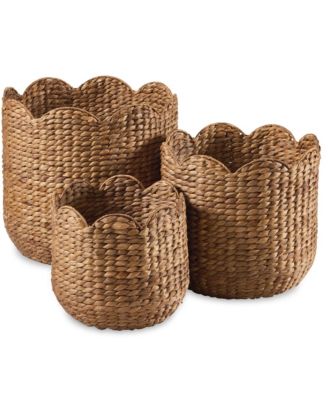 Scalloped 3PC Water Hyacinth Nesting Baskets