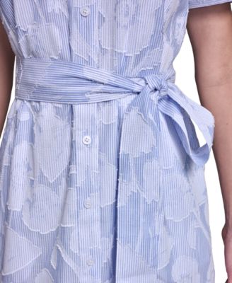 princess polly baby blue dress KARL LAGERFELD PARIS Women's Floral Burnout Cotton Shirt-Dress