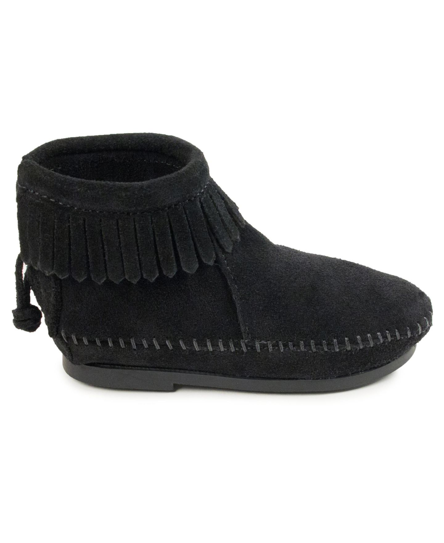 Детские ботинки Minnetonka Kids' Suede Back Zip, цвет: Чёрный — фото 2