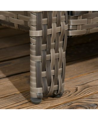 3 Piece Patio Furniture, PE Wicker Storage Table and Chairs,