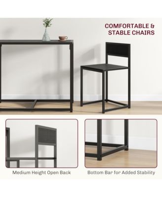 3-Piece Industrial Dining Table Set for 2 Kitchen Table and Chairs