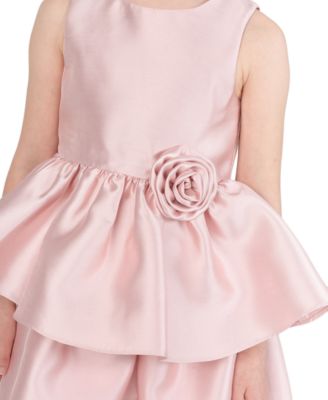 Girls' 2T-6X Mikado 2-Tier Dress with Rosette at Waist