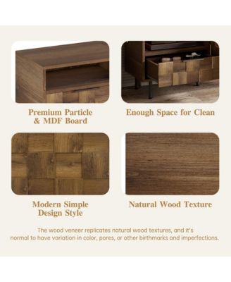 Mid-Century Modern TV Stand for TVs, Media Console Table with 2 Drawers, 4 Storage Compartments for Living Room