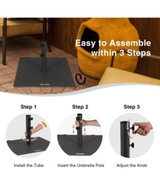 24 in Square Weighted Patio Umbrella Base, 50 lbs Steel with Wheels