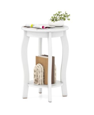 15 Inch 2-Tier Round End Table with Storage Shelf
