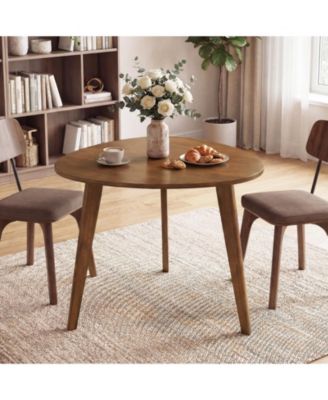 Farmhouse 35.5 in Round Dining Table in Rubber Wood for 4 People