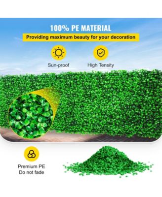 Artificial Boxwood Hedge Panels Set of 6, 20" x 20", for Outdoor/Indoor Decor