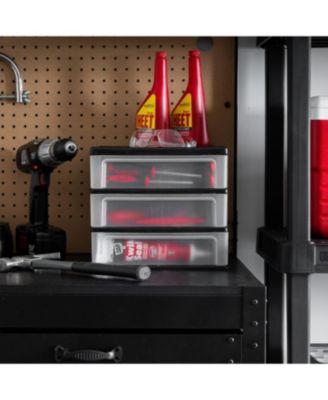 USA Medium 3-Drawer Stacking Desktop Organizer, 1 Pack, Plastic Drawer Storage Container for Stationery Art Craft Supplies Kitchen Office Garage