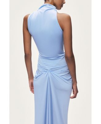 Women's Draped Halter Neck Ruched Maxi Dress