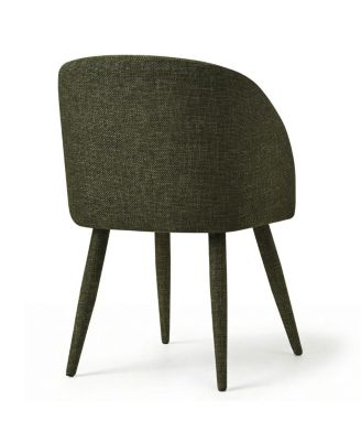  Set of 2 Fabric Upholstered Arm Dining Chairs with Metal Legs