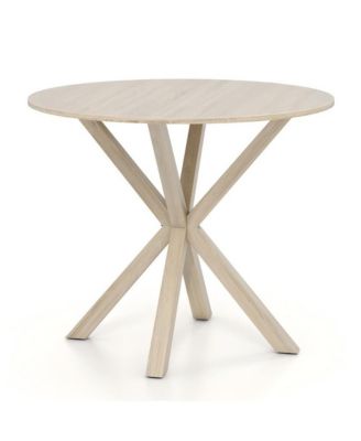 36 in Round Wood Dining Table with Intersecting Pedestal Base