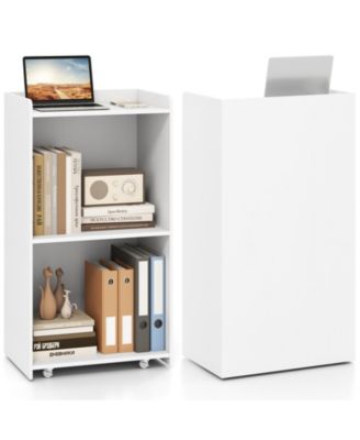 Rolling Podium Stand with 2 Shelves and Lockable Wheels, 22.5 x 14.5 x 41