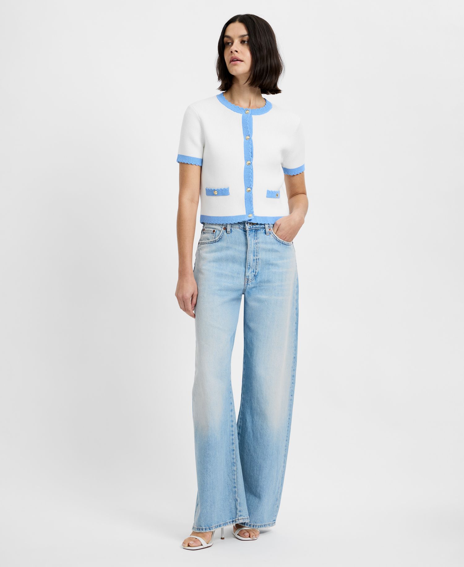 Bennet Rib Knit Short-Sleeve Sweater