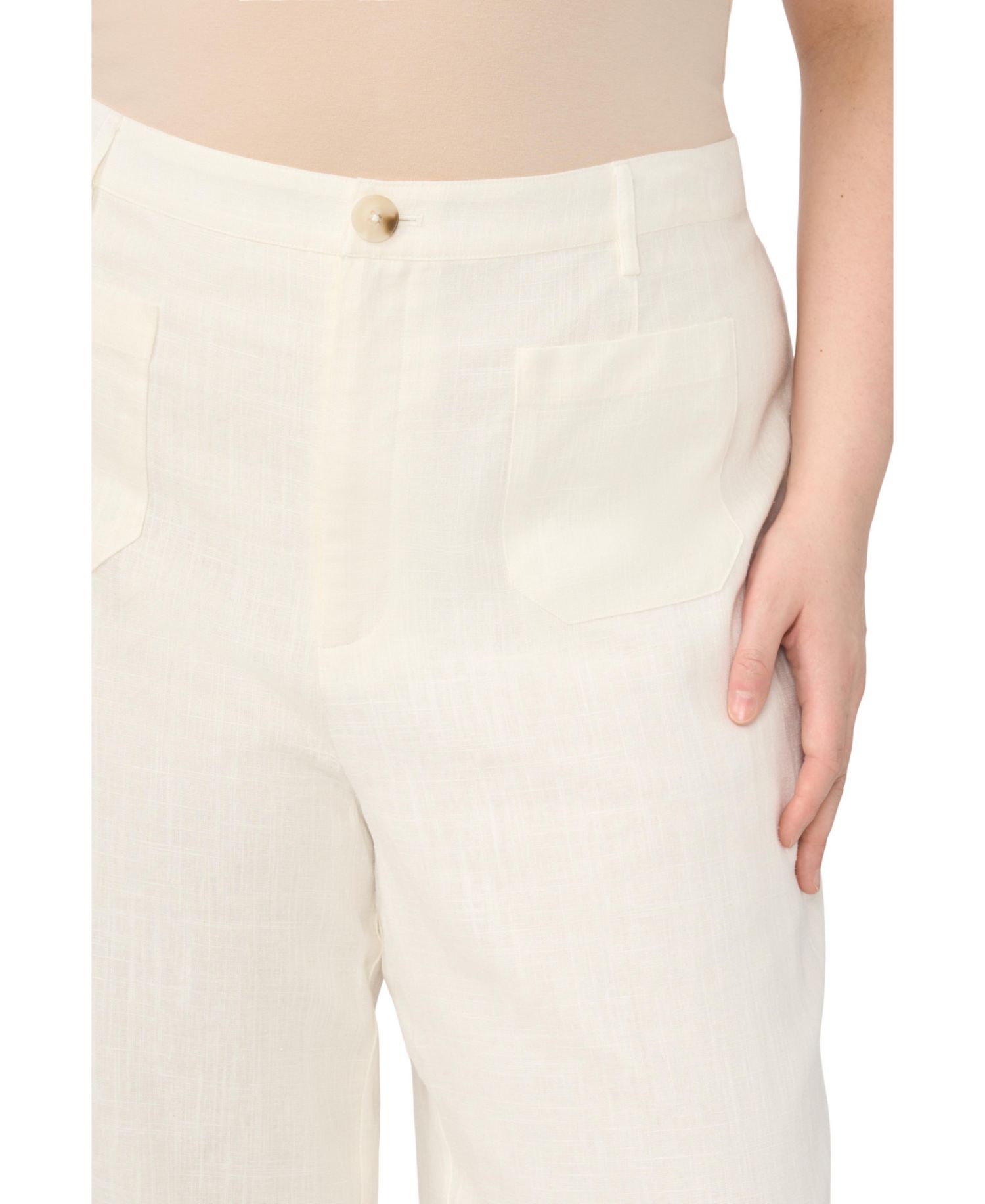 Plus Size Front Patch Pocket Ankle-Length Pants