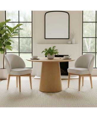  Set of 2 Chenille Upholstered Dining Side Chairs with Solid Wood Legs