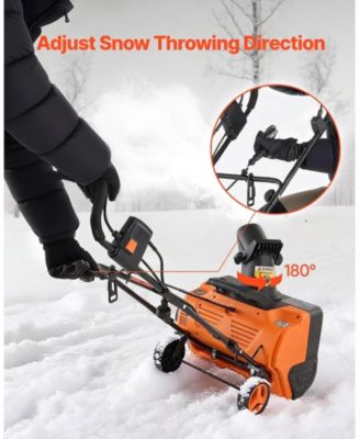 Electric Snow Blower, 20 inch, 15A Corded Snow Thrower with LED Headlights