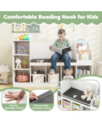 3-in-1 Kids Bookcase with Reading Nook and Cubby Storage, 53.5 in Wide