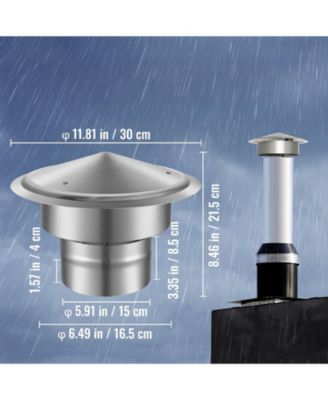 Chimney Cap, 6 Inch, 304 Stainless Steel Round Roof Rain Cap for Insulation