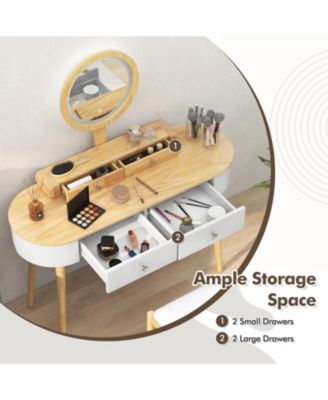Makeup Vanity Table Set with LED Mirror and 3 Spacious Drawers