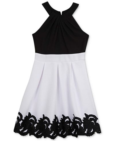 Rare Editions Lace-Trim Halter Dress, Big Girls (7-16)
