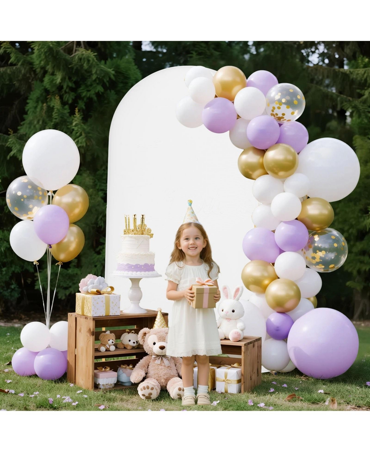 Sugift Arch Backdrop Stand, 7.2 x 4 feet, Gold Metal for Weddings and Celebrations, Easy Assembly